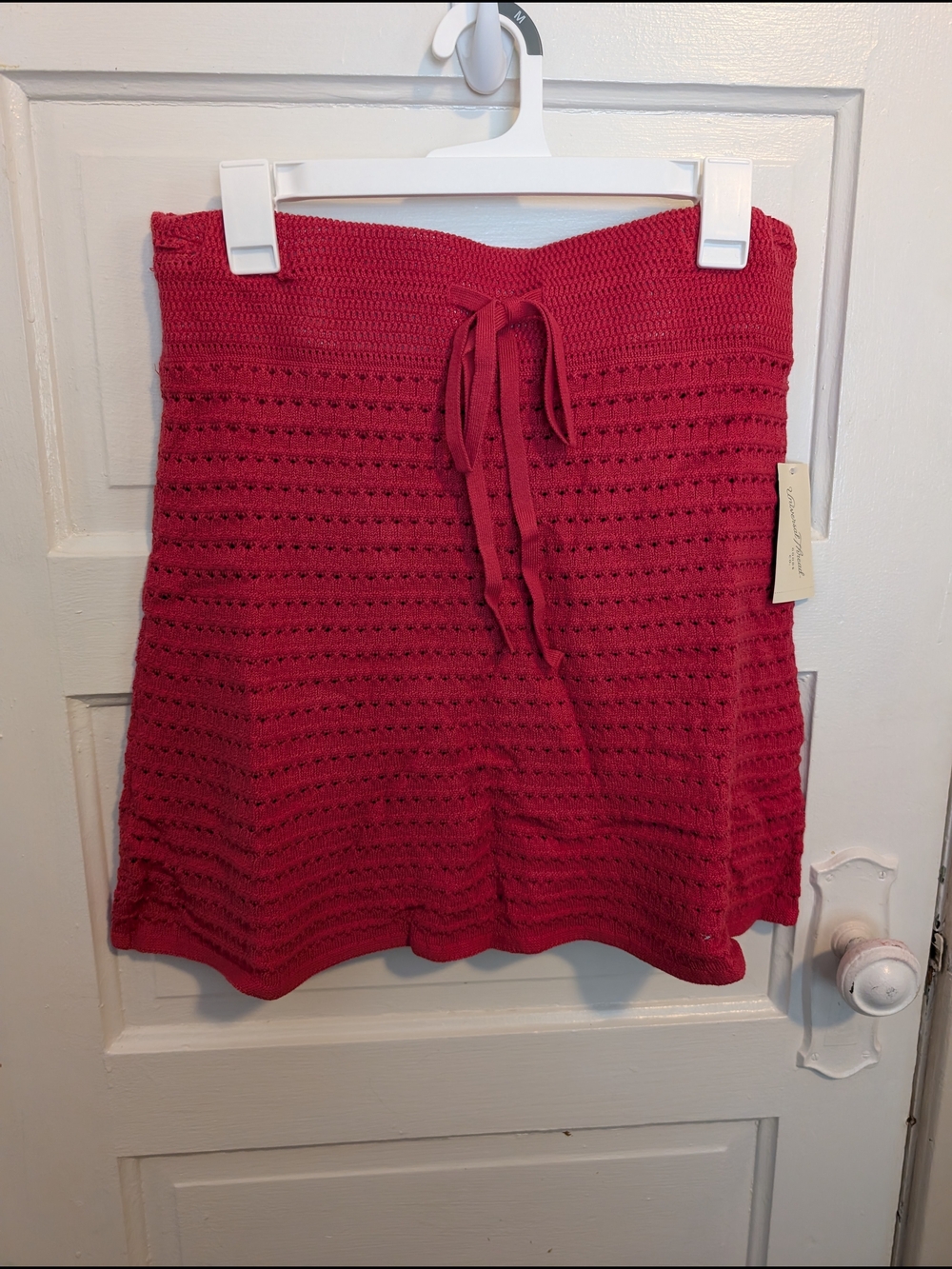 NWT Crochet Drawstring Spring Midi Skirt - Rose Red Universal Thread Medium
